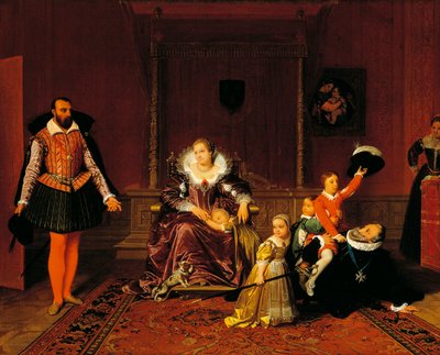 Henrik IV överraskad av den spanska ambassadören när han lekte med sina barn, av Jean Auguste Dominique Ingres (1780-1867). av Jean Auguste Dominique Ingres
