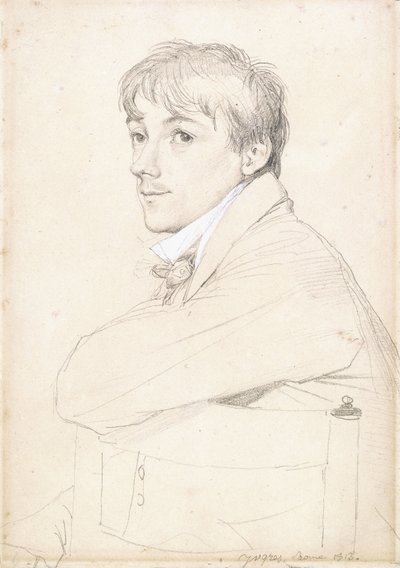Jean-Louis Provost, sittande och vilande sin vänstra arm på en stolsrygg, 1813 av Jean Auguste Dominique Ingres