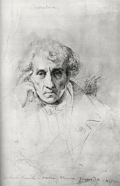 Luigi Cherubini 1760-1842, italiensk kompositör, 1830. av Jean Auguste Dominique Ingres