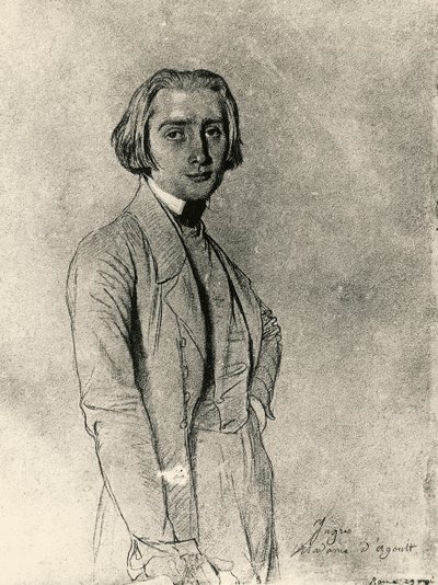 Porträtt av Franz Liszt (teckning) av Jean Auguste Dominique Ingres