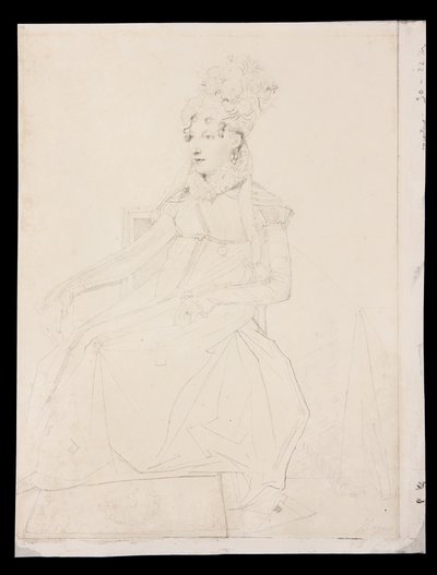 Porträtt av drottning Caroline Murat (penna på papper) av Jean Auguste Dominique Ingres