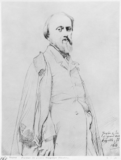 Porträtt av målaren Hippolyte Flandrin, 1844 (grafit på papper) av Jean Auguste Dominique Ingres