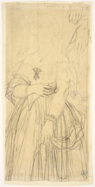 Studie för klänningen och händerna på Madame Moitessier av Jean Auguste Dominique Ingres