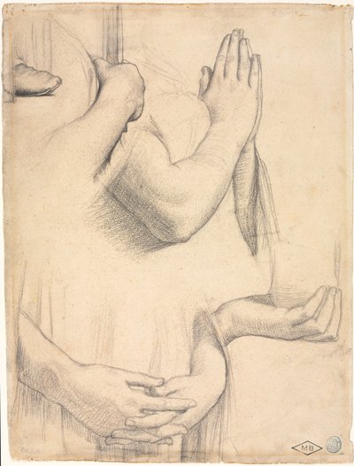 Studie av händer av Jean Auguste Dominique Ingres