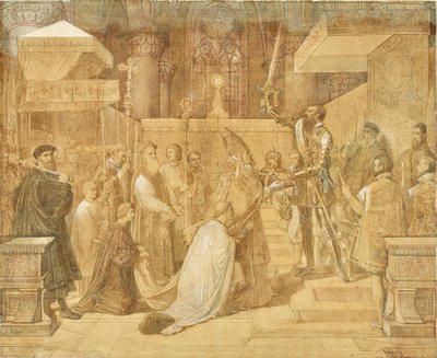 Hertigen av Alba tar emot påvens välsignelse i katedralen Sainte-Gudule i Bryssel av Jean Auguste Dominique Ingres