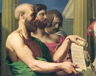 De grekiska tragedierna, studie för "The Apotheosis of Homer" av Jean Auguste Dominique Ingres