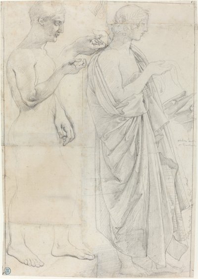 Två studier av Vergilius av Jean Auguste Dominique Ingres