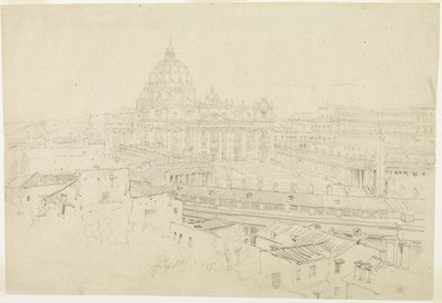 Vy över Sankt Peterskyrkan i Rom av Jean Auguste Dominique Ingres