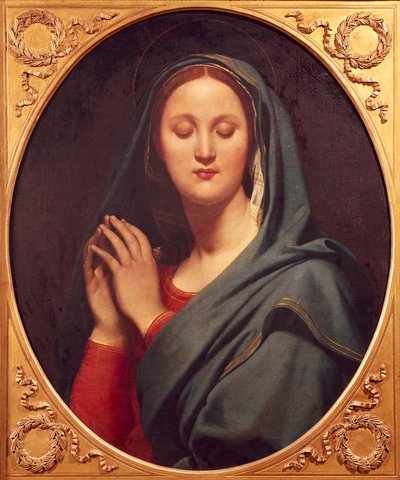 Virgin of Blue Veil av Jean Auguste Dominique Ingres (1780-1867), olja på duk, 77x65 cm av Jean Auguste Dominique Ingres