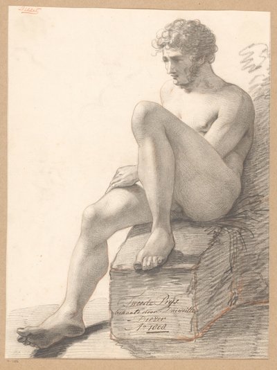 Sittande manlig naken, sedd framifrån (2:a pris 1808) av Jean Augustin Daiwaille