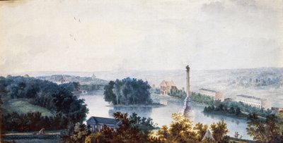 ""Tsarskoye Selo. The Chesme Column"" av Jean Balthazard de la Traverse (1700-talet), Akvarell på papper av Jean Balthazard de la Traverse