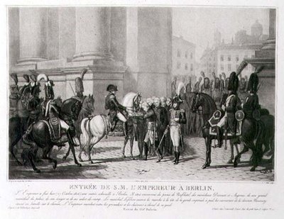 Napoleons intåg i Berlin i oktober 1806, graverad av Louis Jean Allais (1762-1833) (litho) av Jean Baptiste (after) Debret
