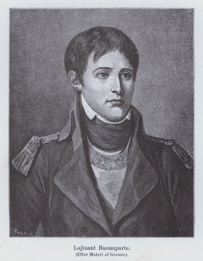 Napoleon Bonaparte som ung löjtnant för artilleri, c1785 (litho) av Jean Baptiste (after) Greuze