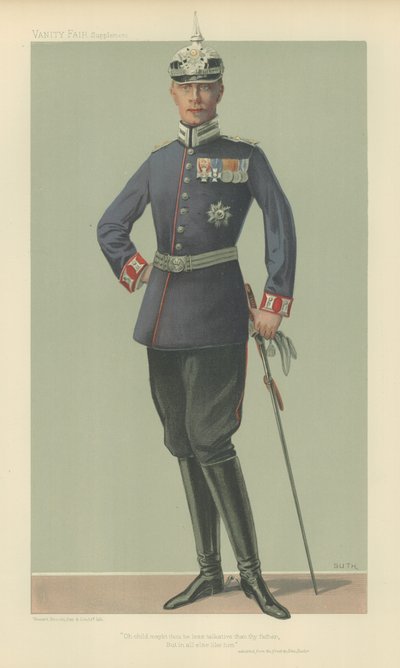HKH Kronprinsen av Tyskland (färg litho) av Jean Baptiste (after) Guth