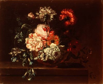 Rosor, nejlikor och krampar på en avsats av Jean Baptiste (follower of) Monnoyer