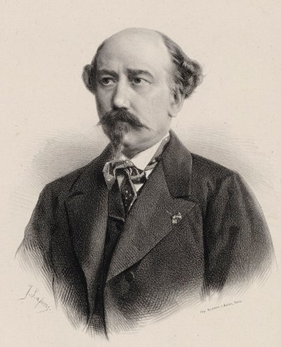 Porträtt av kompositören Aimé Maillart 1817-1871. av Jean Baptiste Adolphe Lafosse