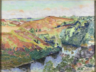 Landskap i Crozant, ca 1898 (pastell på krämigt papper) av Jean Baptiste Armand Guillaumin