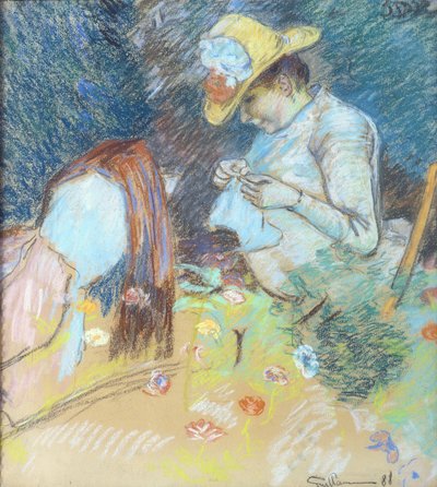 Madame Guillaumin Sewing, 1888 (pastell på papper) av Jean Baptiste Armand Guillaumin