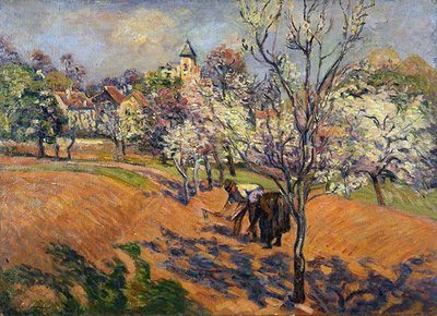 Vår med ett par som hackar och syr frön (olja på duk) av Jean Baptiste Armand Guillaumin