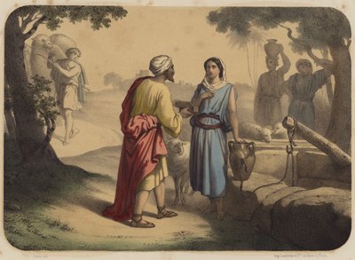 Eliezer och Rebecca av Jean Baptiste Auguste Leloir