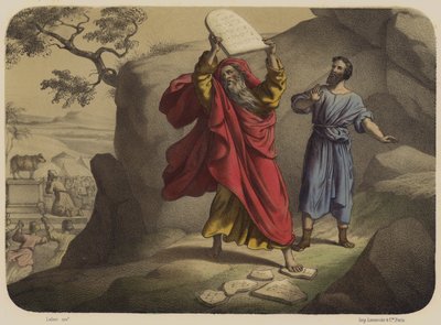 Moses bryter mot lagens tavlor av Jean Baptiste Auguste Leloir