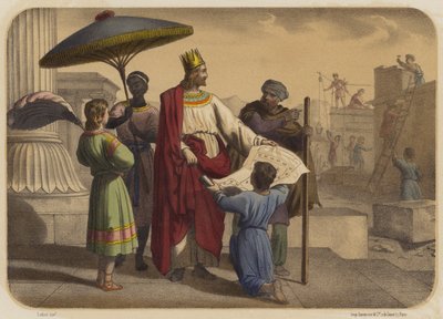Salomo bygger templet av Jean Baptiste Auguste Leloir