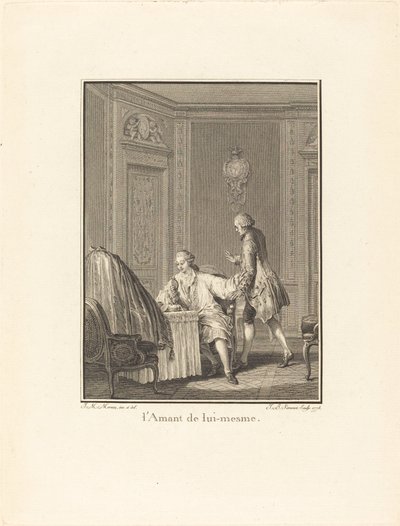 Älskaren av sig själv av Jean Baptiste Blaise Simonet after Jean Michel Moreau
