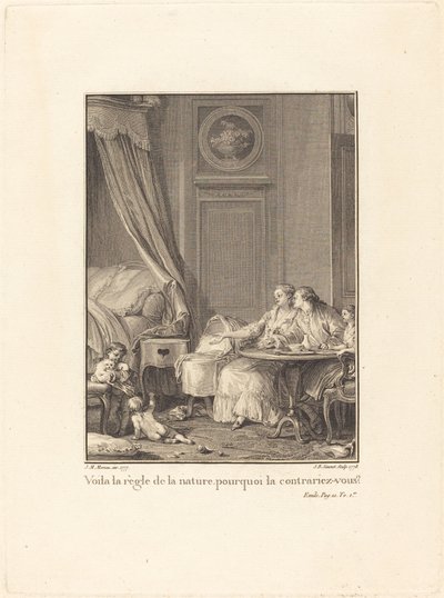 Det är naturens regel, varför bryter du mot den? av Jean Baptiste Blaise Simonet after Jean Michel Moreau