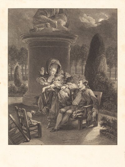 Thuileries kväll av Jean Baptiste Blaise Simonet after Pierre Antoine Baudouin