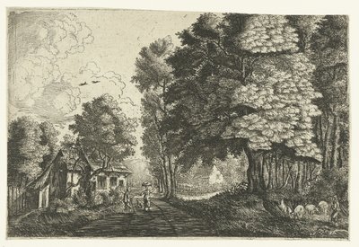 Herde vid en skogskant av Jean Baptiste Bonnecroy