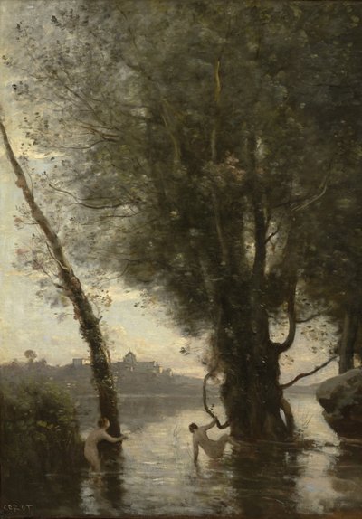 Badande på Borromeiska öarna, ca 1865-70 av Jean Baptiste Camille Corot