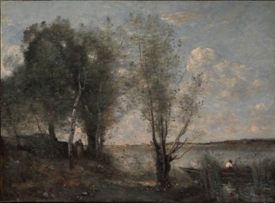 Båtsman bland vassen, ca 1865 av Jean Baptiste Camille Corot