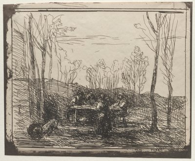 Frühstück in einer Lichtung, Originaldruck 1857, gedruckt 1921 von Jean Baptiste Camille Corot