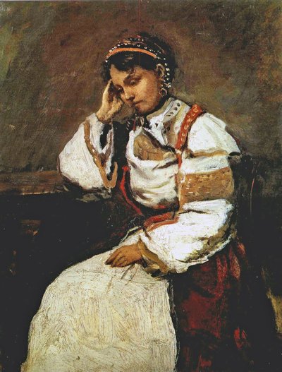 La bohémienne rêveuse, 1865-70 von Jean-Baptiste-Camille Corot