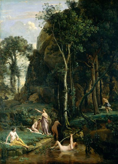 Diana och Actaeon (Diana förvånad i sitt bad) av Jean Baptiste Camille Corot