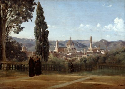 Florens, Utsikt från Boboli-trädgården, 1835-1840 av Jean Baptiste Camille Corot