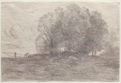 Grupp av träd, 1858. av Jean Baptiste Camille Corot