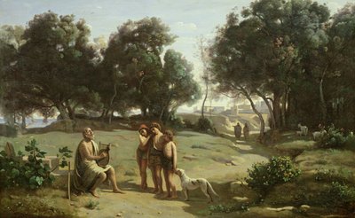 Homer und die Hirten in einer Landschaft von Jean Baptiste Camille Corot