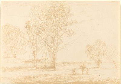 Reiter in der Landschaft angehalten, 1874 von Jean Baptiste Camille Corot