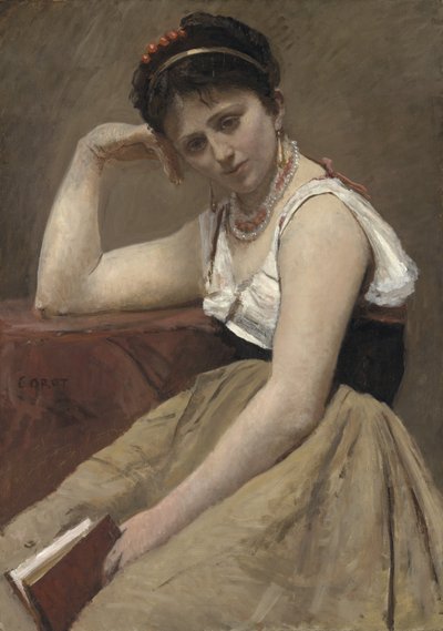 Avbruten läsning, c.1870 av Jean Baptiste Camille Corot