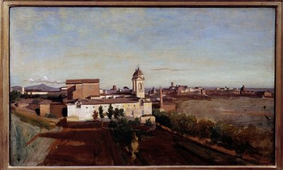 La Trinite des Monts utsikt från Villa Medicis Utsikt över kyrkan Trinita dei Monti i Rom. Målning av Camille Corot (1796-1875) 1800-talet sön. 0,45x0,74 m av Jean Baptiste Camille Corot