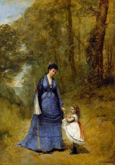 Madame Stumpf und ihre Tochter von Jean Baptiste Camille Corot