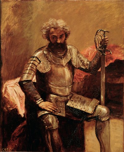Man i rustning eller "" Vapenman sitter"" Målning av Jean Baptiste Camille Corot av Jean Baptiste Camille Corot