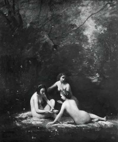 Nymphen verlassen das Bad, 1843 von Jean Baptiste Camille Corot