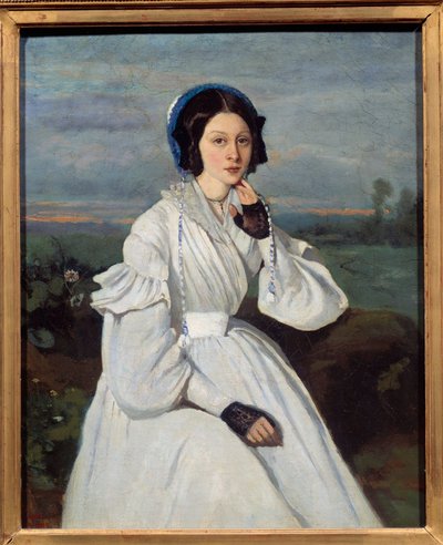 Porträtt av Claire Sennegon (1821-?) Målning av Camille Corot (1796-1875) 1837 Sön. 0,43x0,35 m av Jean Baptiste Camille Corot