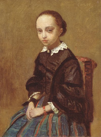 Porträtt av en flicka, 1857-58 av Jean-Baptiste-Camille Corot