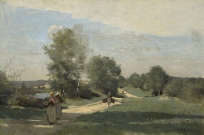 Straße am Wasser, ca. 1865?-70 von Jean Baptiste Camille Corot