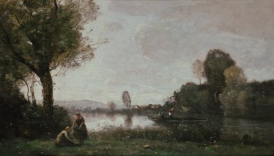 Seinelandskap nära Chatou, 1885 av Jean Baptiste Camille Corot