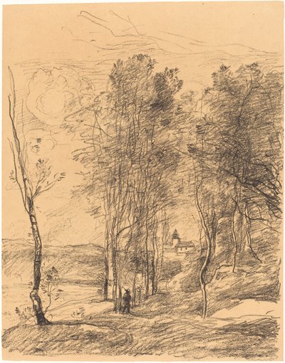 Klocktornet i St. Nicolas-Lez-Arras av Jean Baptiste Camille Corot