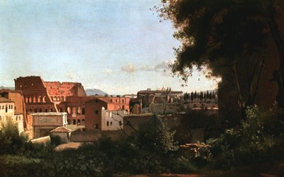 Colosseum: Utsikt från Farnese Gardens, Rom, 1826 av Jean Baptiste Camille Corot